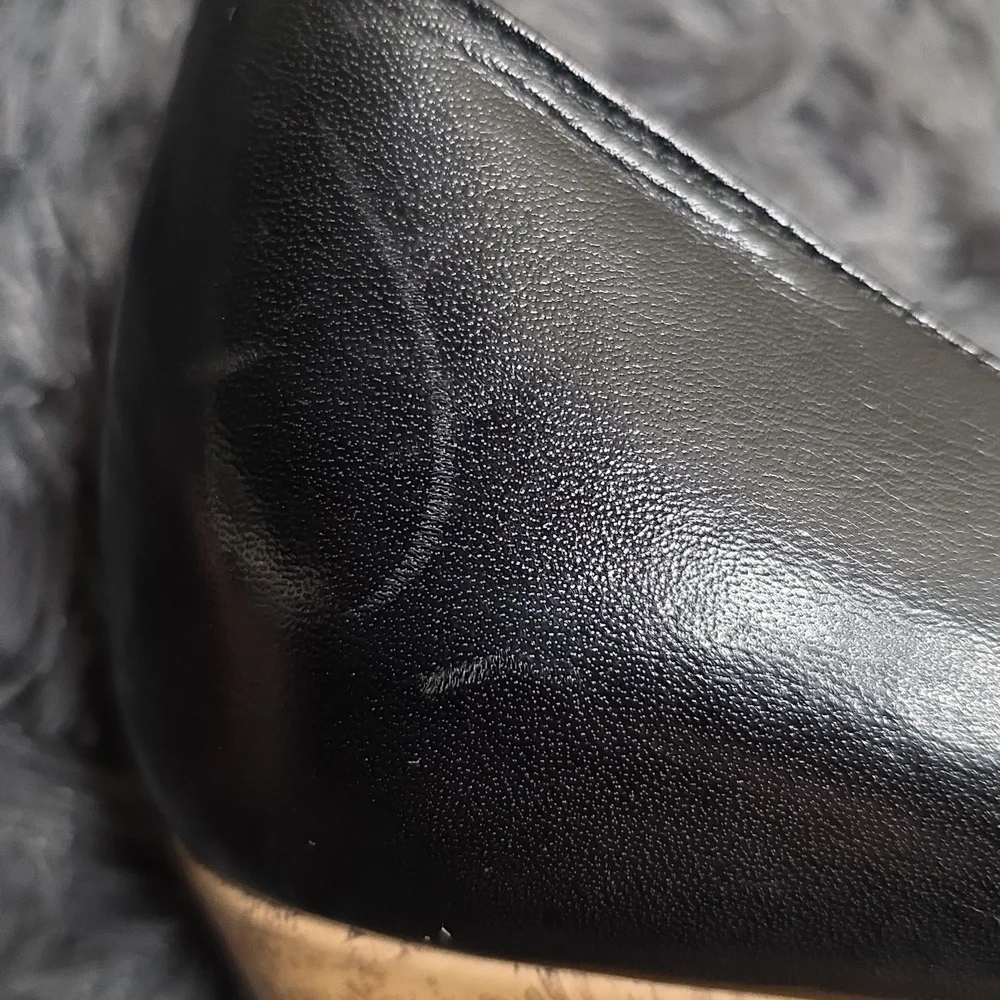 Cole Haan Black Peep-Toe Cork Wedge Espadrille. Size 6.5. EUC - Picture 6 of 8